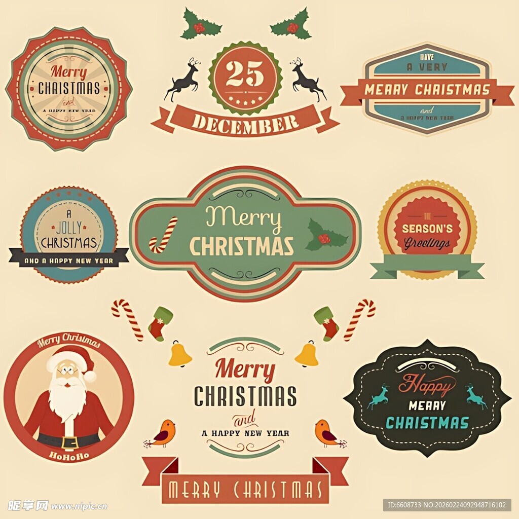 圣诞主题精美装饰标签集