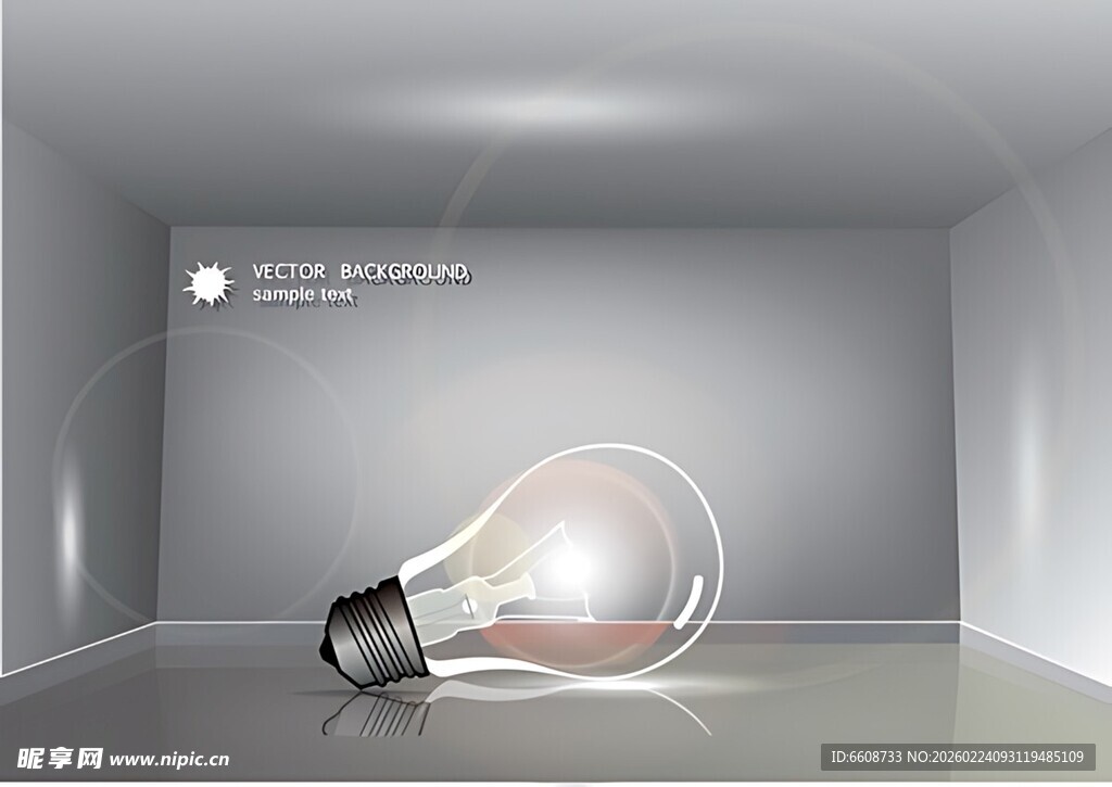 室内孤独的发光灯泡