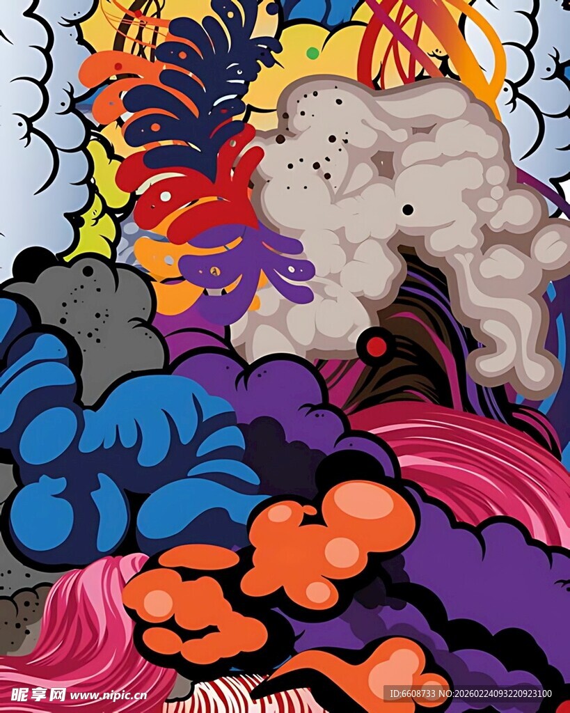 多彩涂鸦中的抽象艺术形象