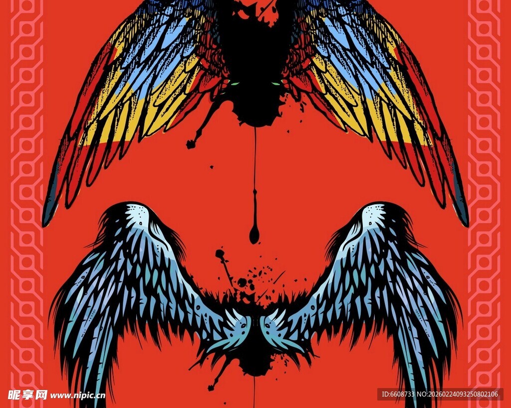 双翅图案神秘与力量象征