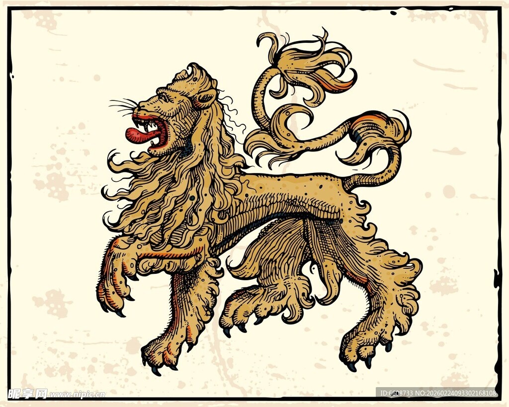 复古风格狮子图案