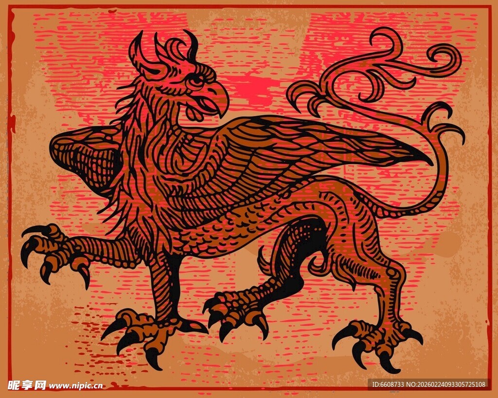 复古风格神话飞龙图案