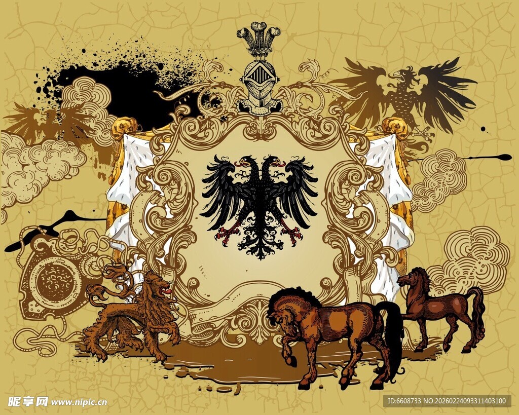 复古风格的动物与人物图案