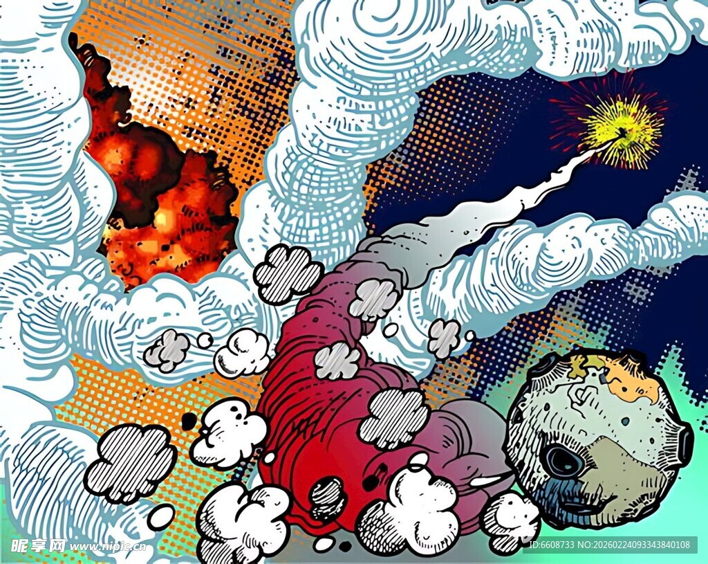 星球碰撞的奇幻宇宙景象