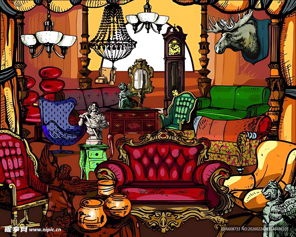 奇幻客厅中的怪异角色