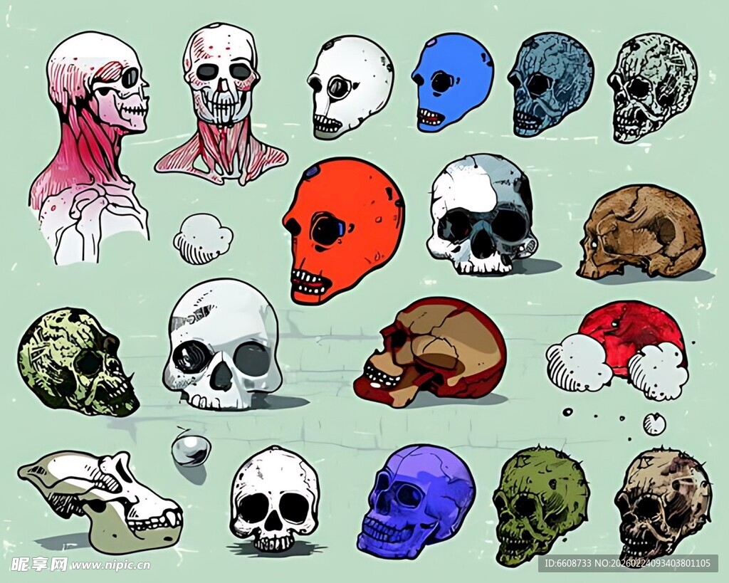 多样骷髅图案设计素材