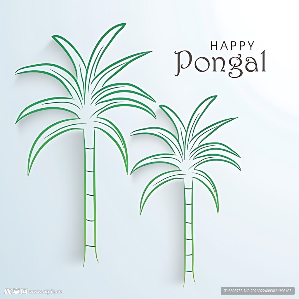 纸艺棕榈树欢乐Pongal节