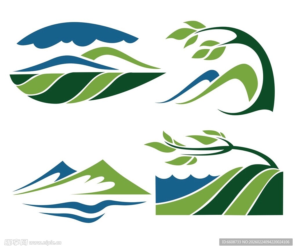 自然山水主题矢量标志设计
