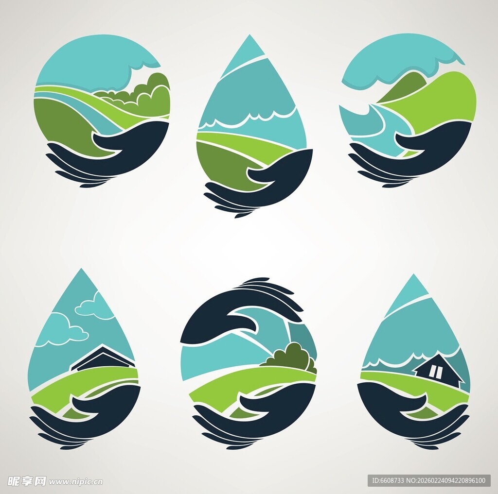 自然山水水滴标志设计