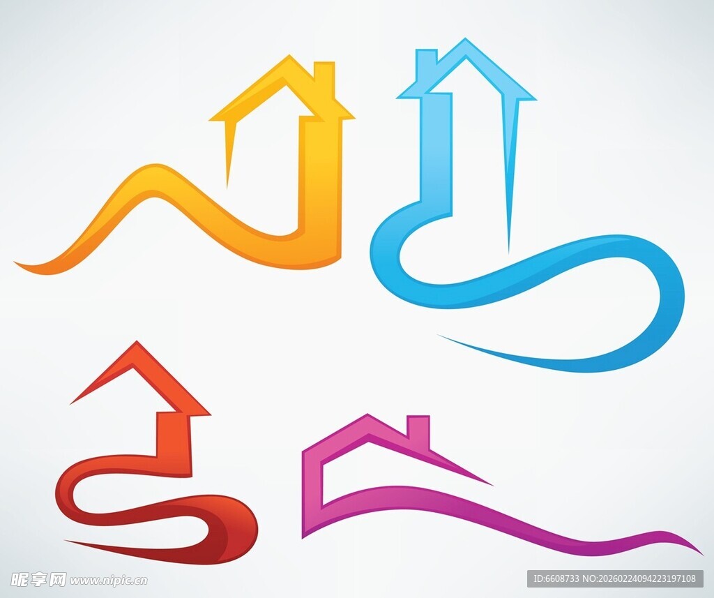 多彩房屋创意标志图标