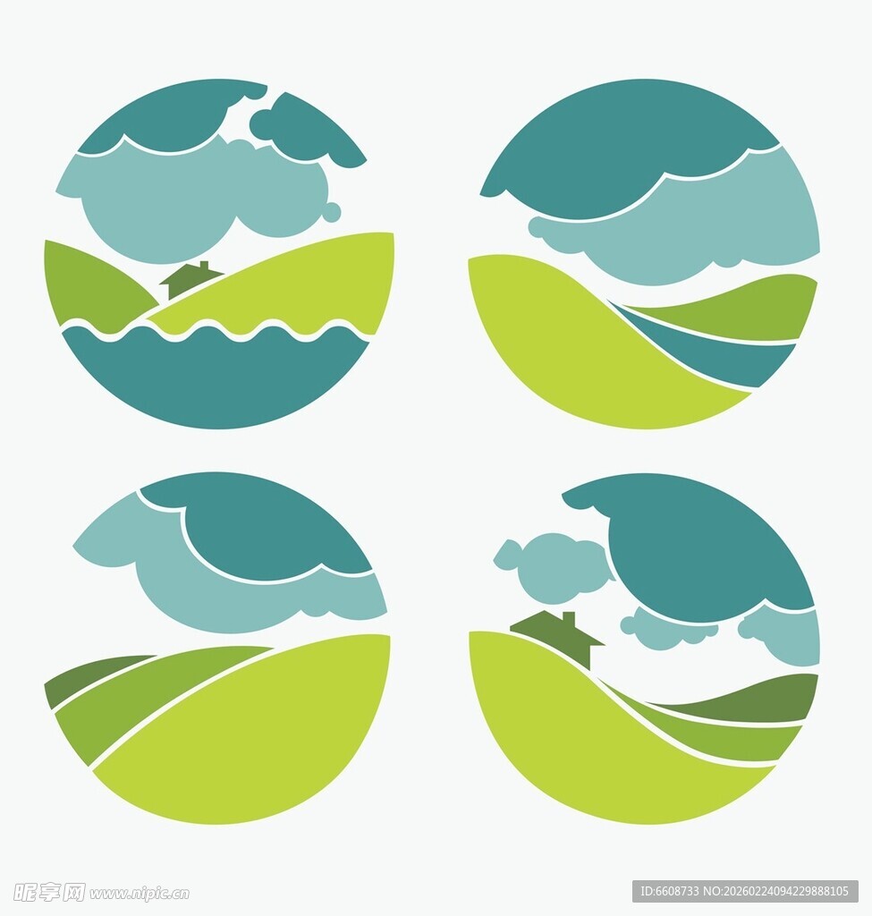 自然风景圆形图标设计