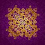 紫色背景金色华丽花纹图案