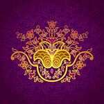 紫色背景金色华丽花纹图案