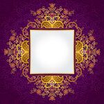 紫色背景金色花纹边框图