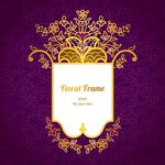 紫色背景金色花卉边框图案