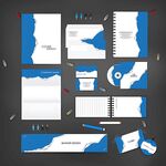 蓝白企业文具用品设计套装