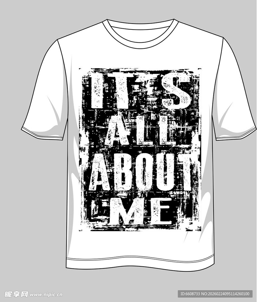 个性文字印花白色T恤