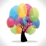 彩色气球树创意插画