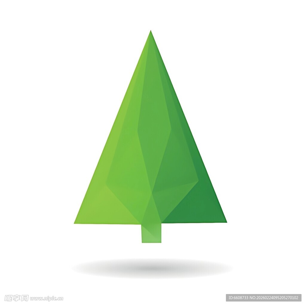 简约绿色几何圣诞树图标