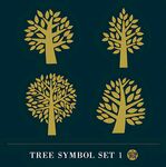 金色树木符号图标集