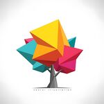 多彩折纸风格抽象树图案