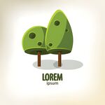 两棵卡通风格的绿色树木