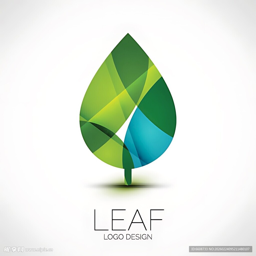 抽象绿叶标志设计