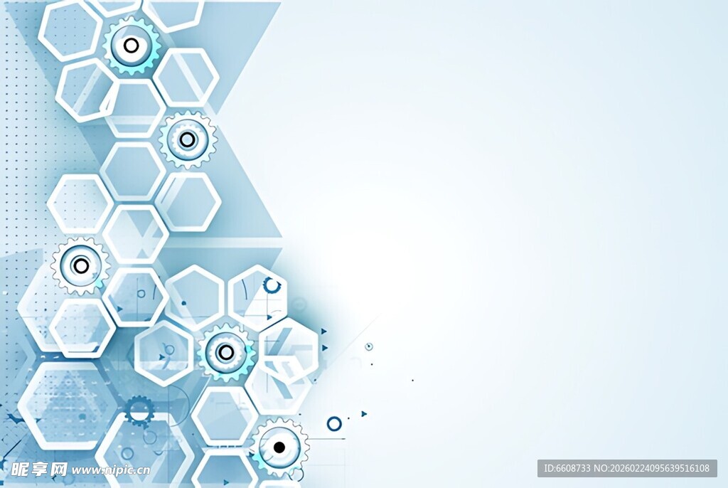 蓝色六边形科技背景图