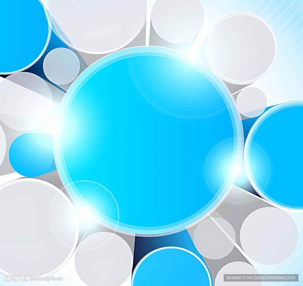 蓝色球体与白色圆环背景