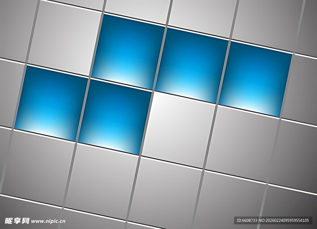 蓝色方块拼接金属背景图