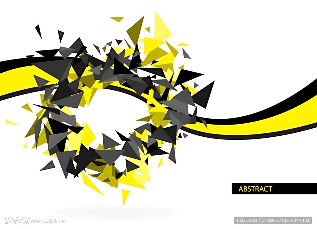 黄黑动感几何碎片图案