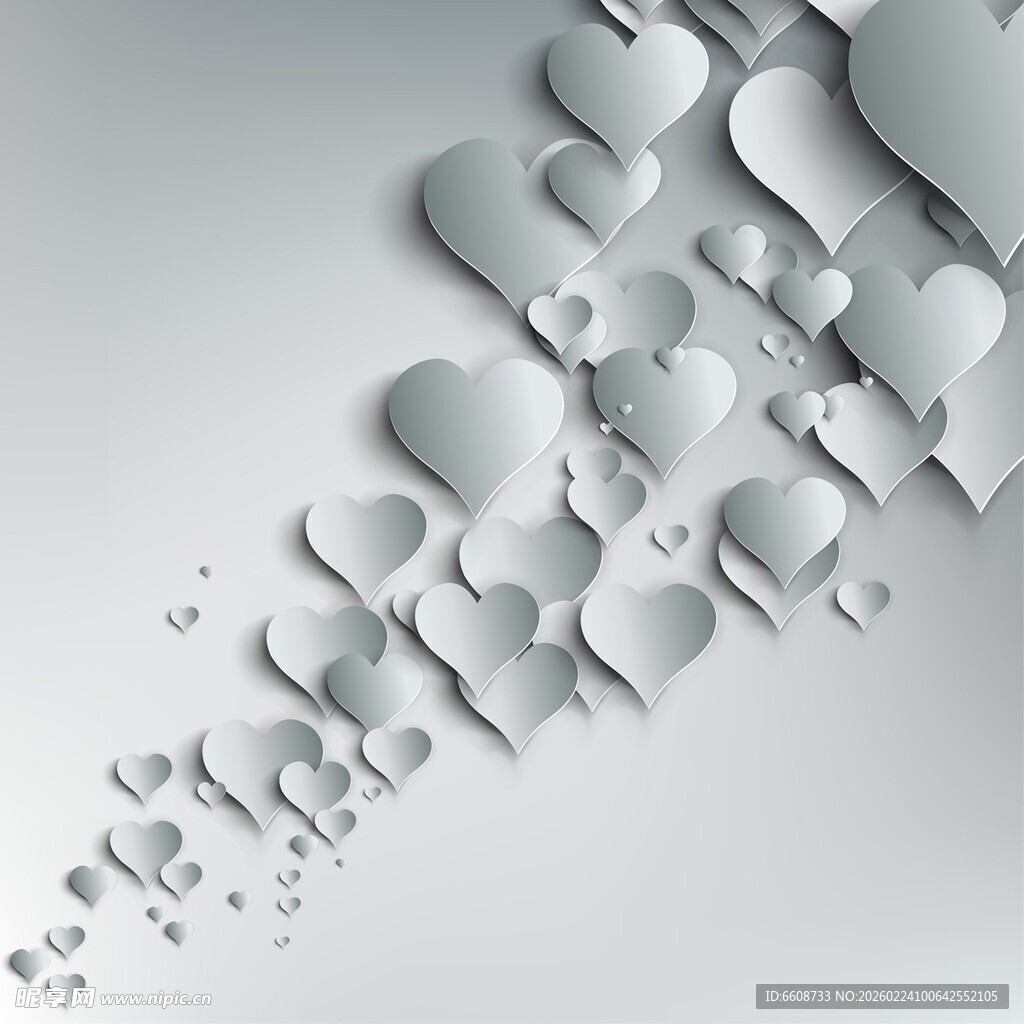 纸艺爱心飘飞的梦幻场景