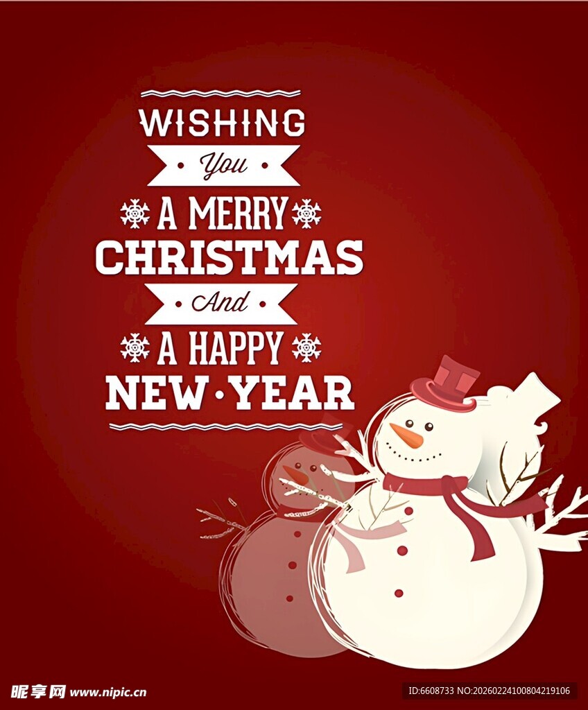 圣诞雪人新年祝福贺卡