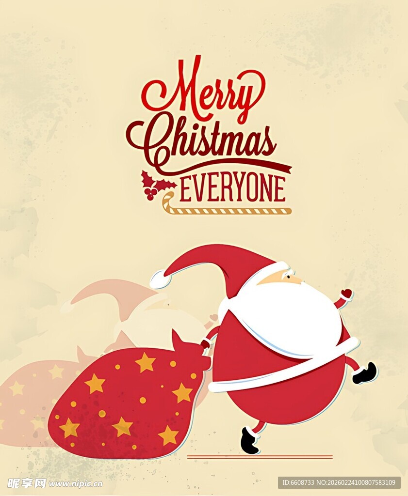 圣诞老人背袋送祝福