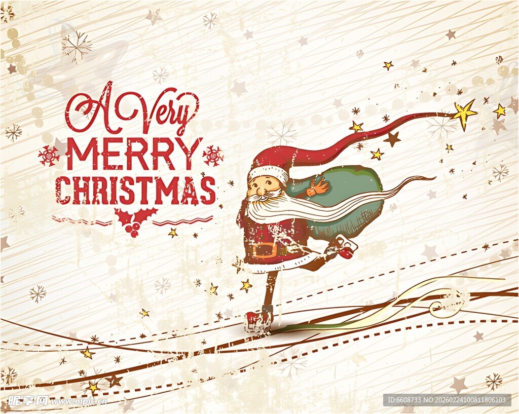 圣诞雪橇装饰插画