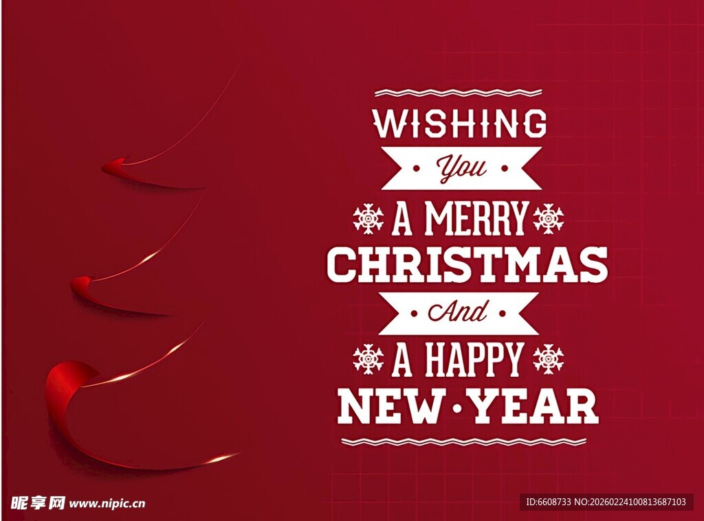 圣诞新年祝福红色饰图