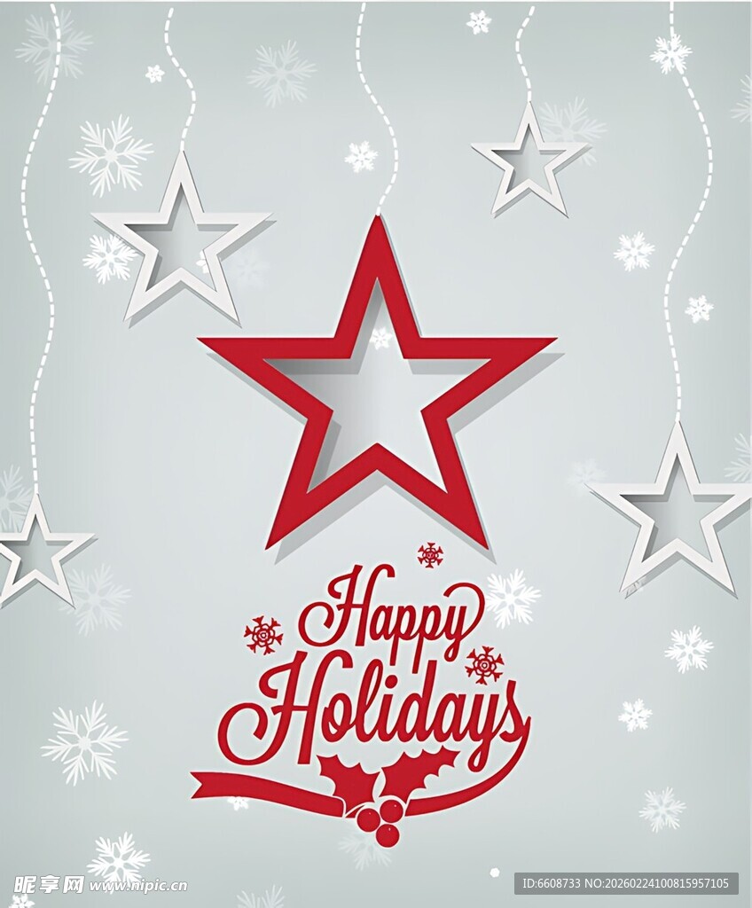 节日红星贺卡装饰图案