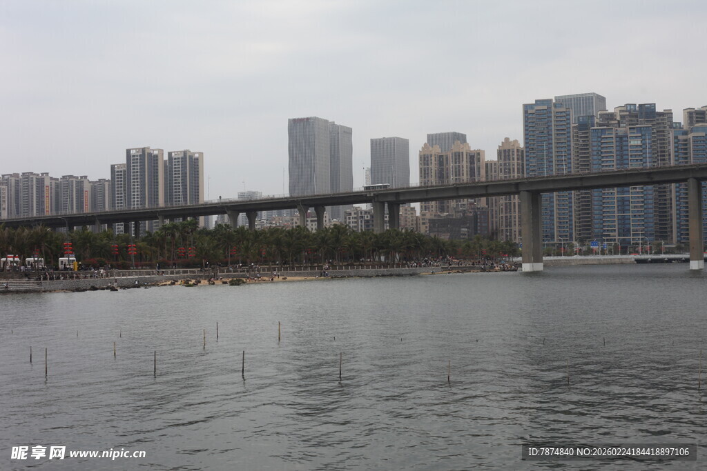 城市河畔桥梁景观