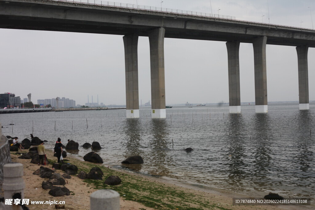 海滨大桥下的宁静景致