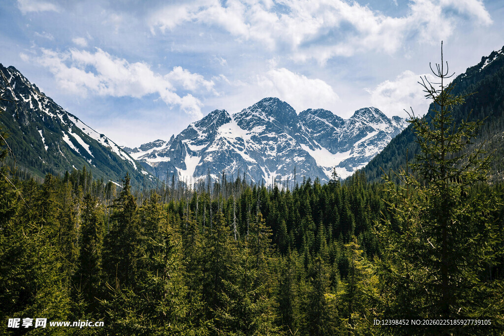 山林间的巍峨雪山美景