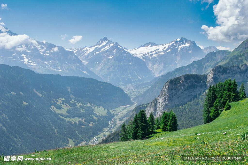 高山绿野间的壮丽美景
