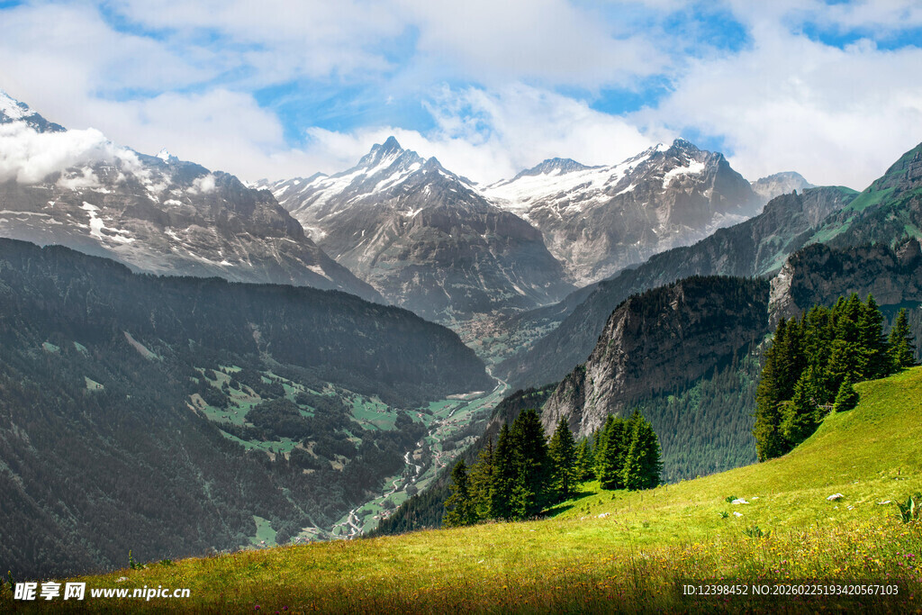 高山绿野间的壮丽风光