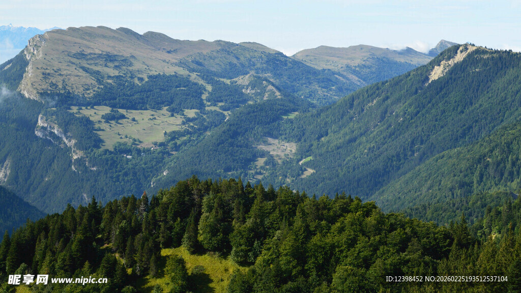 壮丽山景与葱郁森林