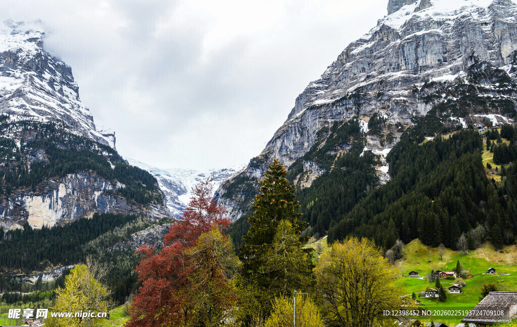 山间多彩秋景与村落
