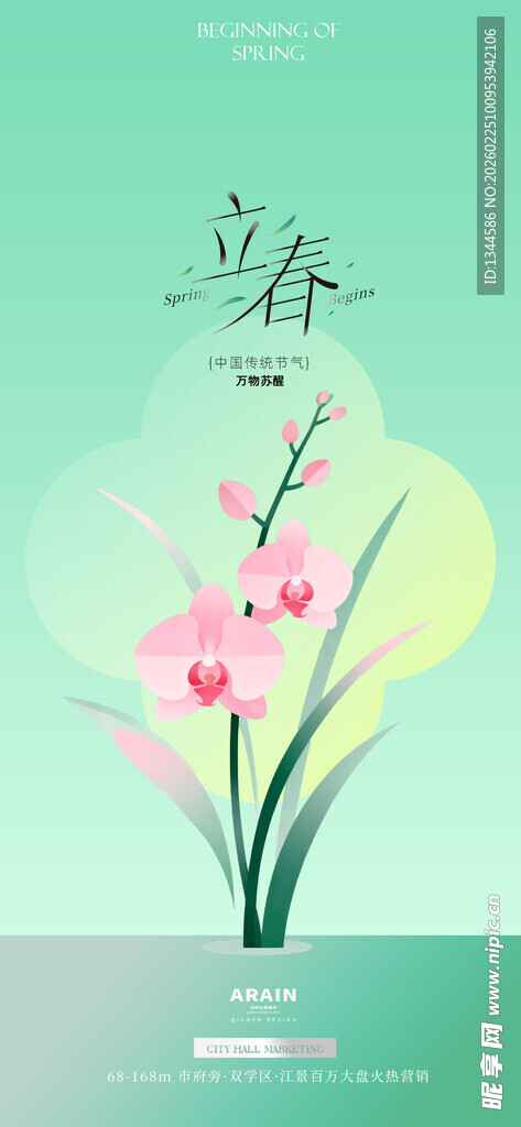 淡雅兰花插画设计图