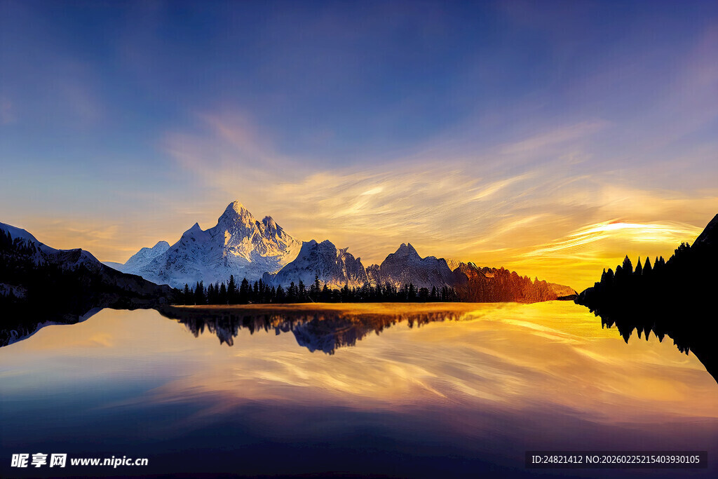 壮丽山水夕阳美景
