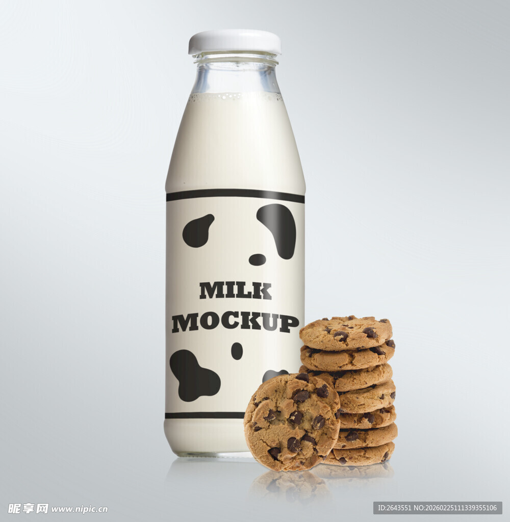牛奶瓶容器标贴样机效果