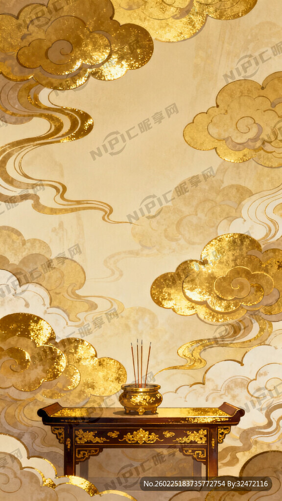 祥云 供桌 香案 金色元素