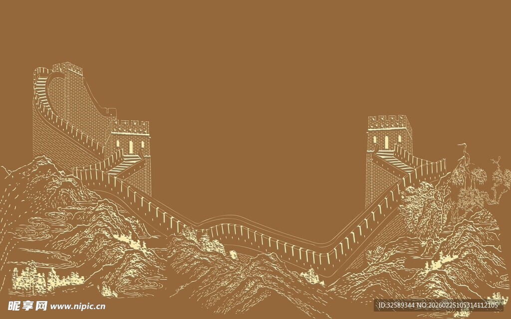 金色长城图案艺术设计