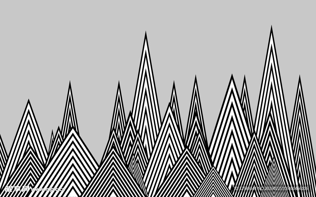黑白几何山峰图案